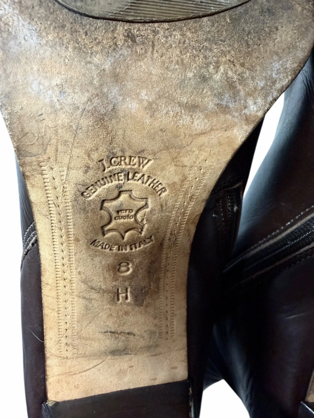J. Crew Women’s Dark Brown Leather Knee-High Heeled Boots - Size 8 - Picture 12 of 14